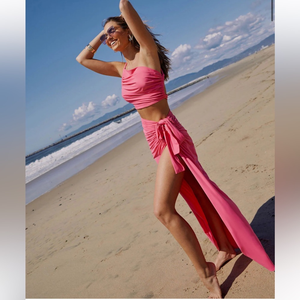 Vici Pink Swim Coverup with Elegant Wrap Design Set